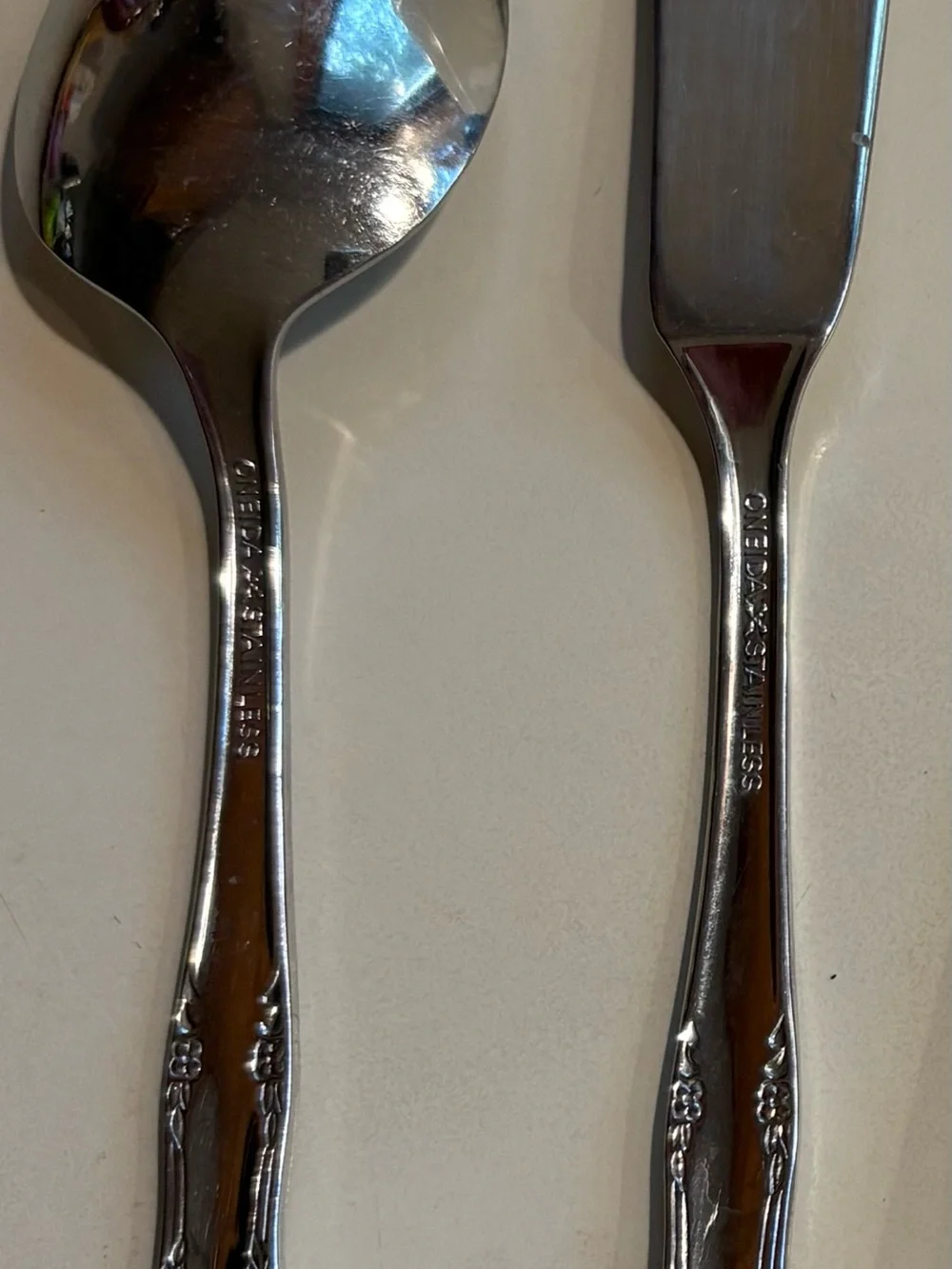 Oneida Chateau Stainless Steel master butter knife & sugar spoon